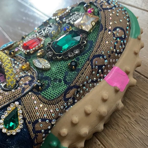 Taxi Rhinestone Canvas Bling Shoes Sz 8.5 Multicolor Gems - Picture 8 of 16